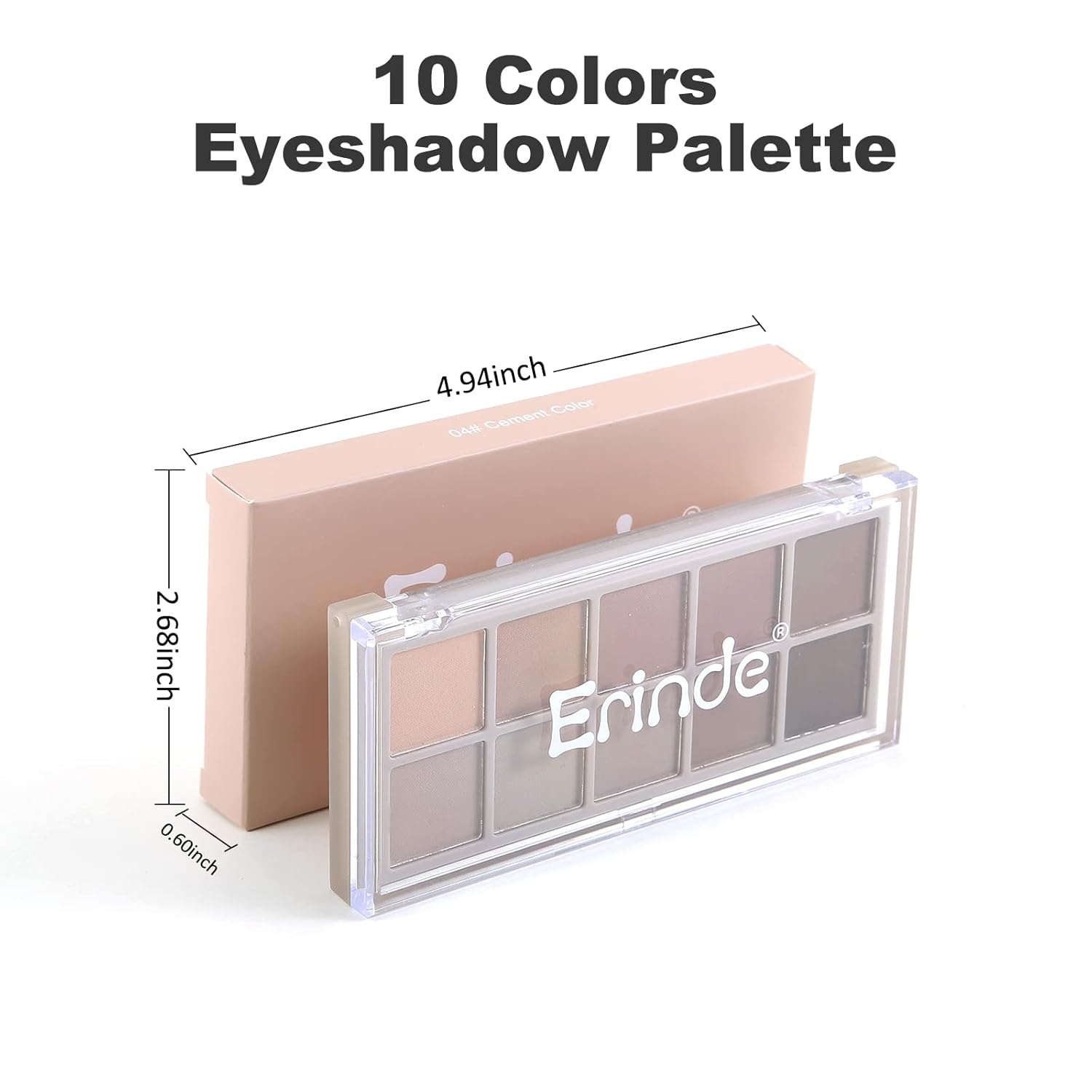 Erinde 10 Colors Matte Eyeshadow Palette, Gray Brown Eye Shadow Palette Makeup, Neutral Taupe Eye Makeup Pallet, Ultra-Blendable, Long Lasting Natural Nude Eyeshadow Pallete for Older Women, Cement