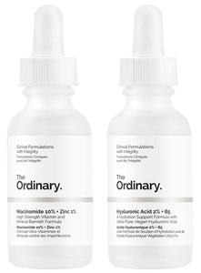 The Ordinary Facial Treatment: Hyaluronic Acid with 2% + B5 (30ml) and The Ordinary Niacinamide 10% + Zinc 1% (30ml) Bundle Face Care Set