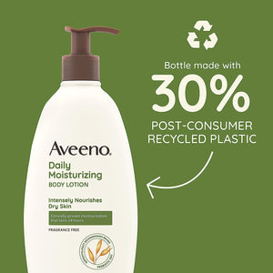 Aveeno Daily Moisturizer, Body Lotion, For Dry Skin, Prebiotic Oat Fragrance Free, 18 fl. oz,