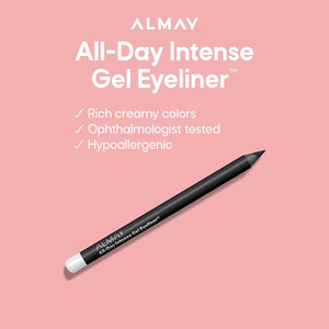 Almay Gel Eyeliner, Waterproof, Fade-Proof Eye Makeup, Easy-to-Sharpen Liner Pencil, 110 Rich Black, 0.045 Oz