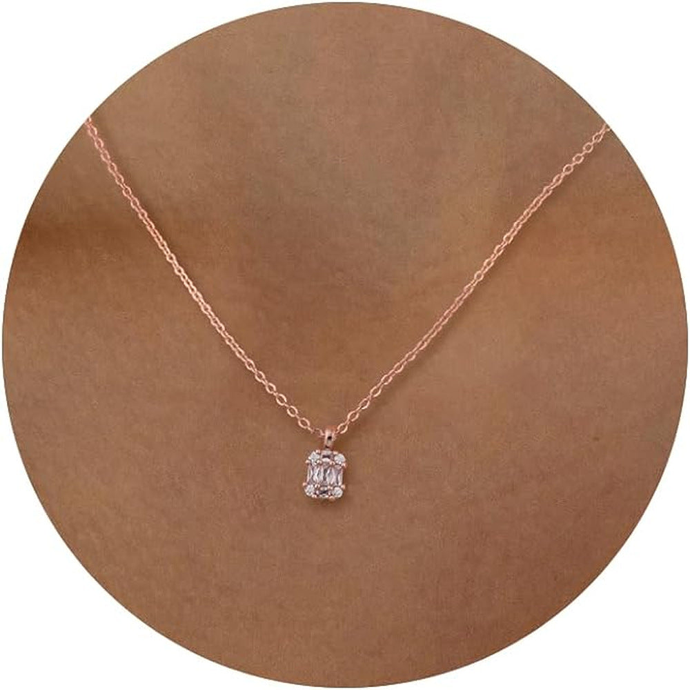 Single Stone Pendant Necklace Elegant Zircon Necklace For Women