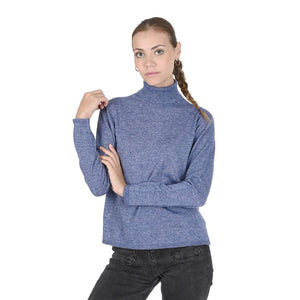 Crown of Edinburgh Cashmere - Crown of Edinburgh Cashmere Womens Turtleneck Sweater COE 0020 BLU MELANGE