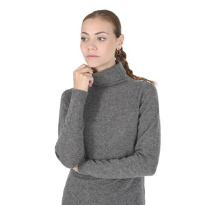 Crown of Edinburgh Cashmere - Crown of Edinburgh Cashmere Womens Turtleneck Sweater COE 0021 SMOG