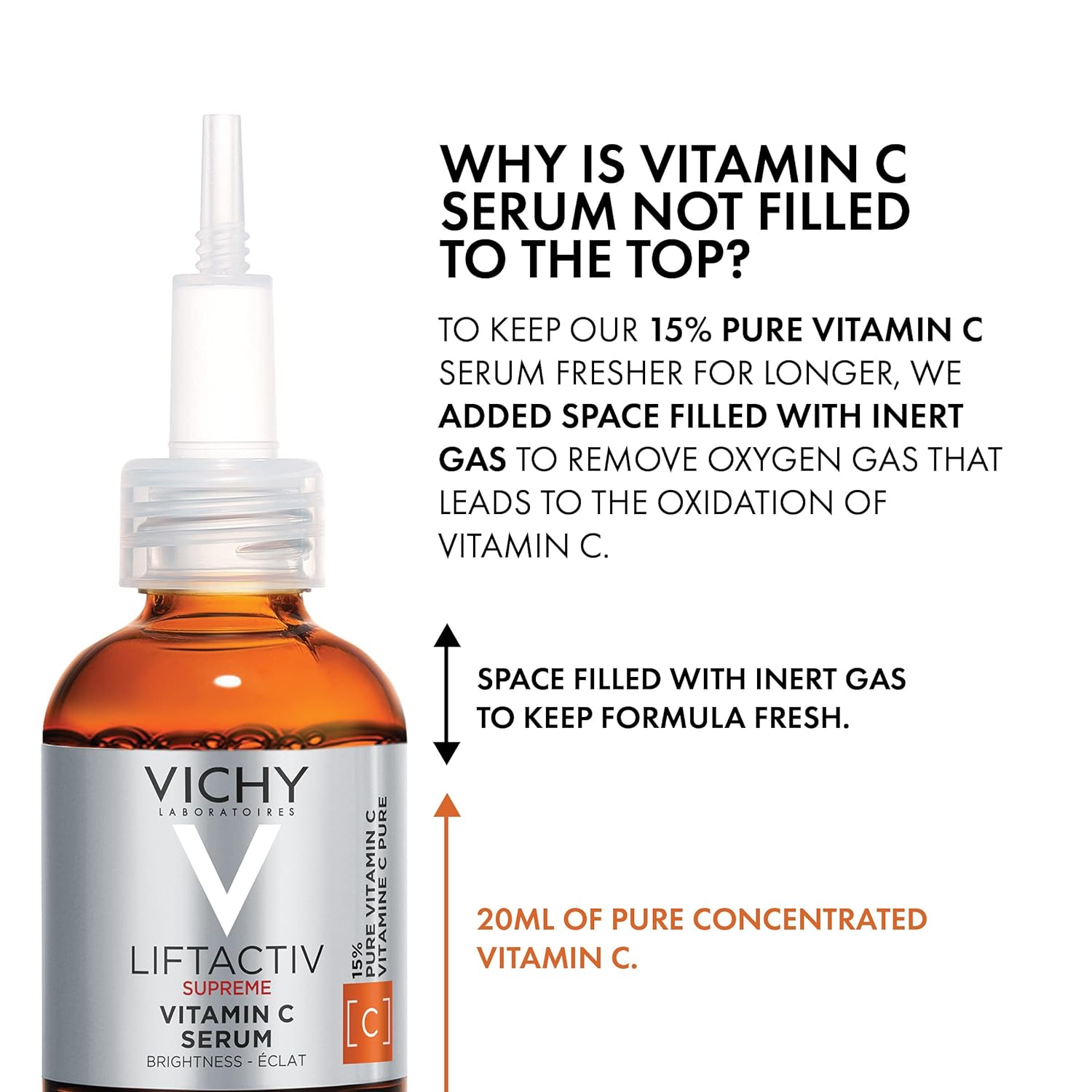 Vichy Vichy LiftActiv Vitamin C Serum, Brightening and Anti Aging Serum for Face with 15% Pure Vitamin C, Skin Firming and Antioxidant Facial Serum for Brightness and Moisturizing