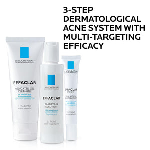 La Roche-Posay La Roche-Posay Effaclar Dermatological 3 Step Acne Treatment System, Salicylic Acid Acne Cleanser, Pore Refining Toner, and Benzoyl Peroxide Spot Treatment for Sensitive Skin, 2-Month