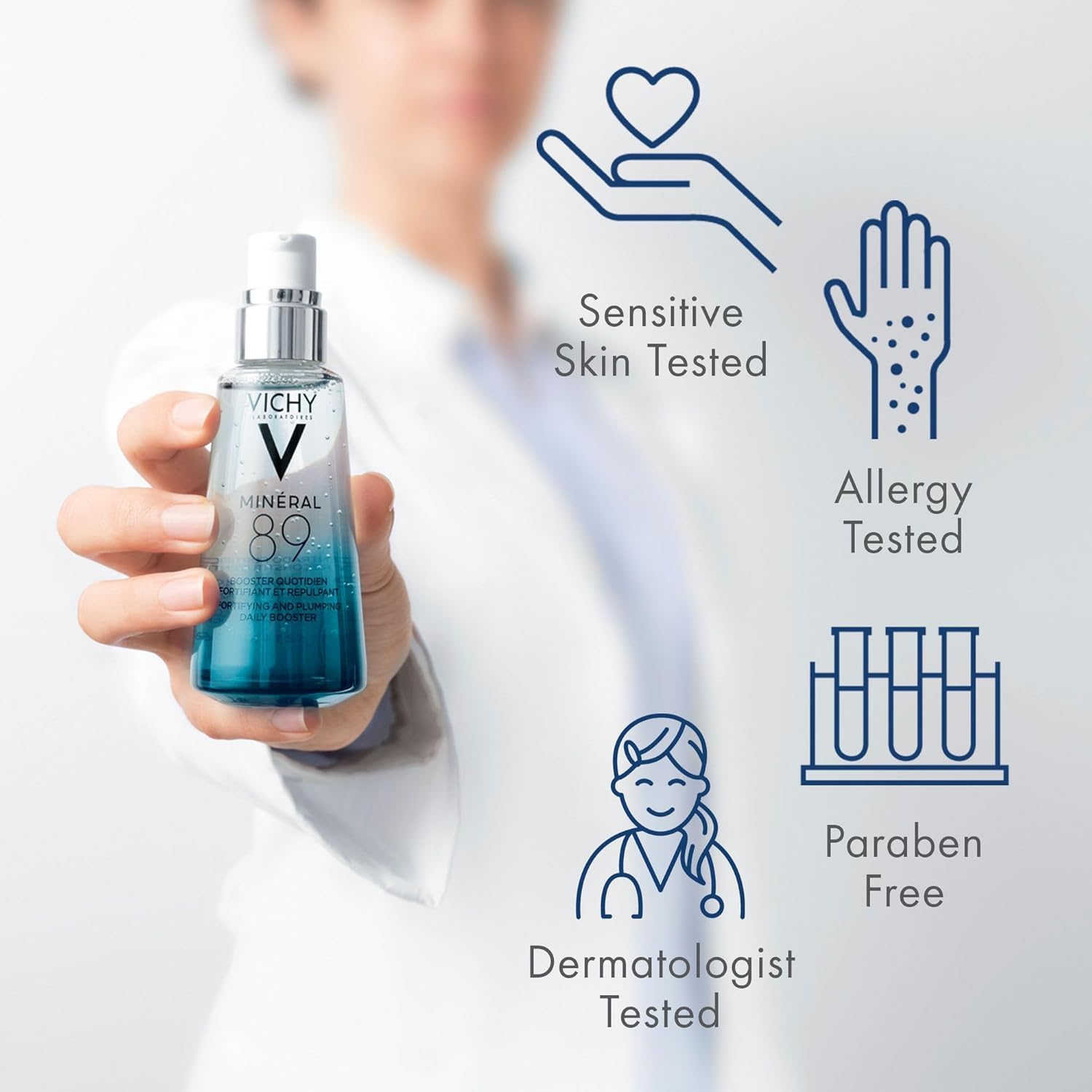 Vichy Mineral 89 Fortifying & Hydrating Daily Skin Booster | Pure Hyaluronic Acid Serum For Face | Plumps & Hydrates | Repairs Skin Barrier| Lightweight Moisturizing Gel | Fragrance Free & Oil-Free