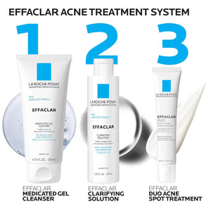 La Roche-Posay La Roche-Posay Effaclar Dermatological 3 Step Acne Treatment System, Salicylic Acid Acne Cleanser, Pore Refining Toner, and Benzoyl Peroxide Spot Treatment for Sensitive Skin, 2-Month