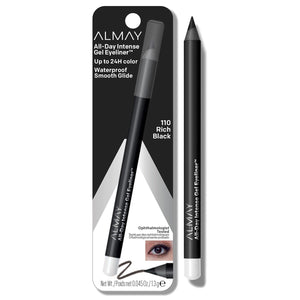 Almay Gel Eyeliner, Waterproof, Fade-Proof Eye Makeup, Easy-to-Sharpen Liner Pencil, 110 Rich Black, 0.045 Oz