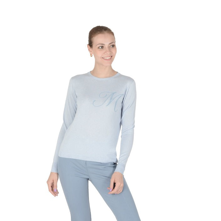 Crown of Edinburgh Cashmere - Crown of Edinburgh Cashmere Long Sleeve ART 004 LIGHT BLUE LETTER M