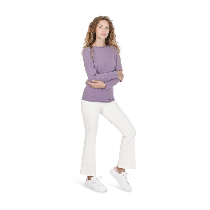 Crown of Edinburgh Cashmere - Crown of Edinburgh Cashmere Womens Boat Neck Sweater COE 0025 AMETHYST