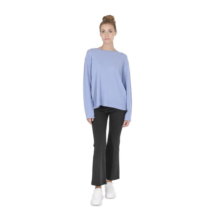 Crown of Edinburgh Cashmere - Crown of Edinburgh Cashmere Womens Oversize Boat Neck Sweater COE 008 SKY BLUE