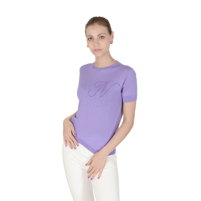 Crown of Edinburgh Cashmere - Crown of Edinburgh Cashmere Short Sleeve ART 003 LILAC LETTER N