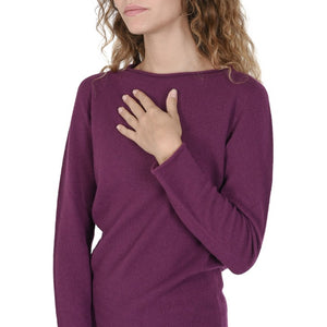 Crown of Edinburgh Cashmere - Crown of Edinburgh Cashmere Womens Boat Neck Sweater COE 0025 PURPLE