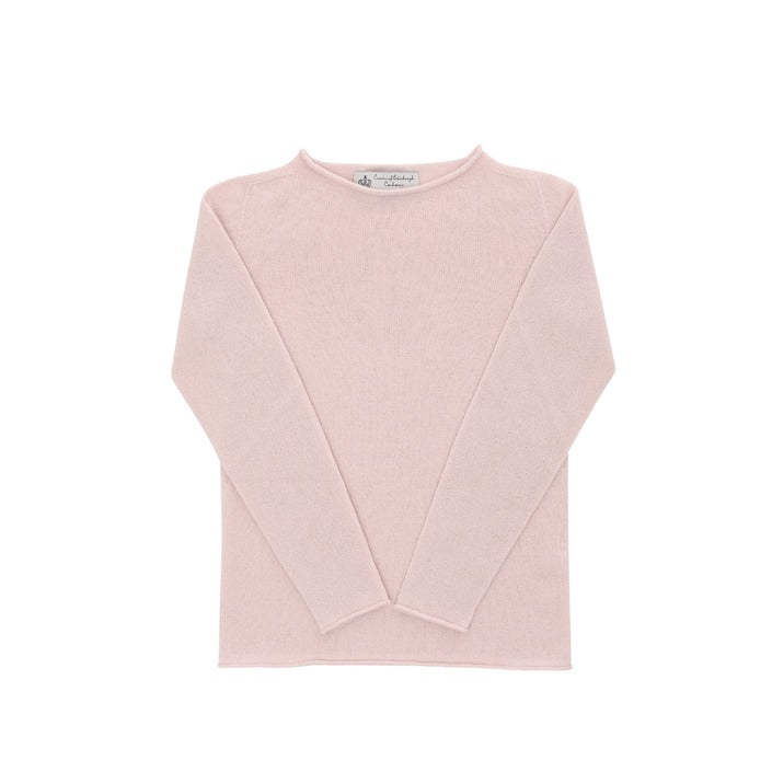 Crown of Edinburgh Cashmere - Crown of Edinburgh Cashmere Womens Boat Neck Sweater COE 0025 BABY PINK