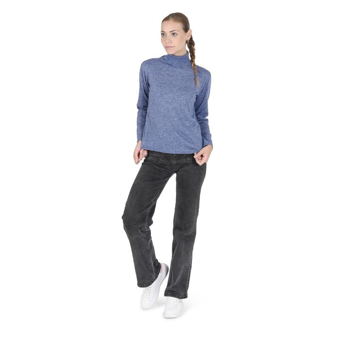 Crown of Edinburgh Cashmere - Crown of Edinburgh Cashmere Womens Turtleneck Sweater COE 0020 BLU MELANGE