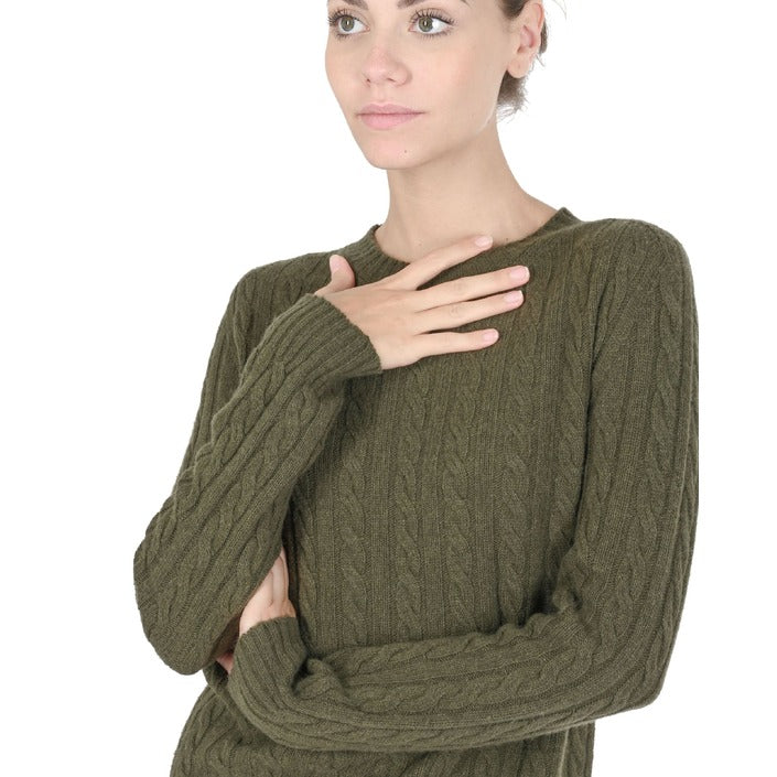 Crown of Edinburgh Cashmere - Crown of Edinburgh Cashmere Womens Round Neck Sweater COE 0033 KHAKI