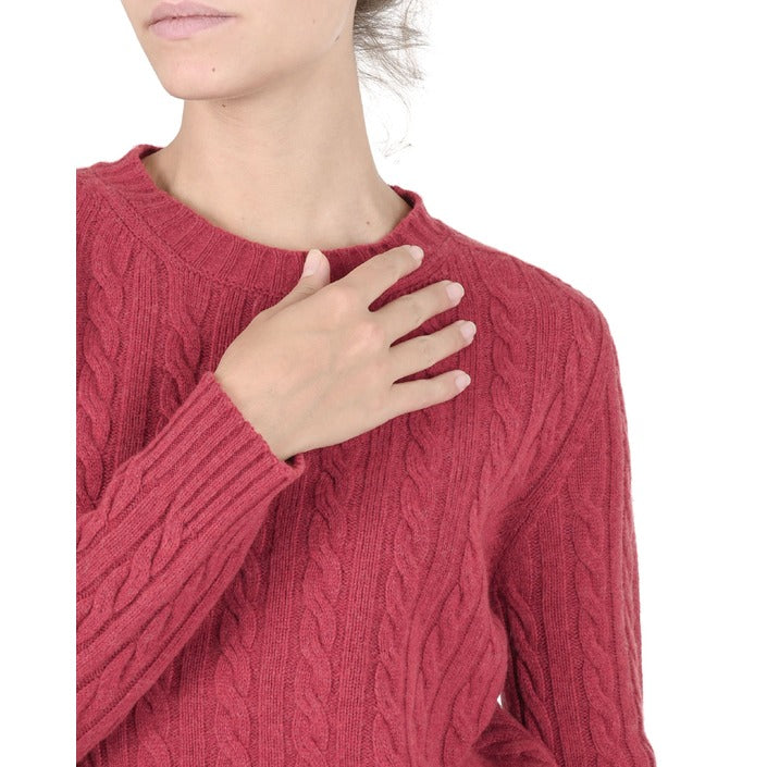 Crown of Edinburgh Cashmere - Crown of Edinburgh Cashmere Womens Round Neck Sweater COE 0033 RED