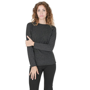 Crown of Edinburgh Cashmere - Crown of Edinburgh Cashmere Womens Boat Neck Sweater COE 0025 DARK GREY