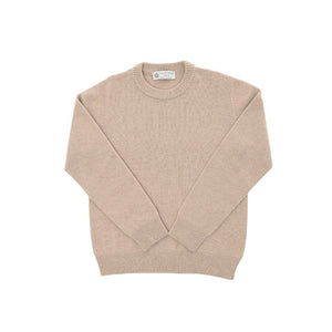 Crown of Edinburgh Cashmere - Crown of Edinburgh Cashmere Mens Round Neck Sweater COE 009 BEIGE