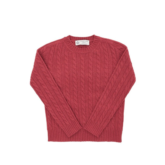 Crown of Edinburgh Cashmere - Crown of Edinburgh Cashmere Womens Round Neck Sweater COE 0033 RED