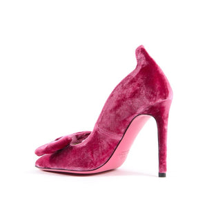 Dee Ocleppo - Ladies Velvet Bow Pump - Fuxia