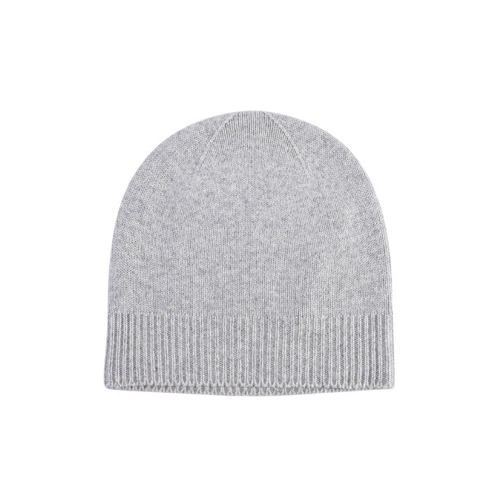 Crown of Edinburgh Cashmere - Crown of Edinburgh Cashmere Womens Plain Knit Beanie COE 0046 PEARL GREY