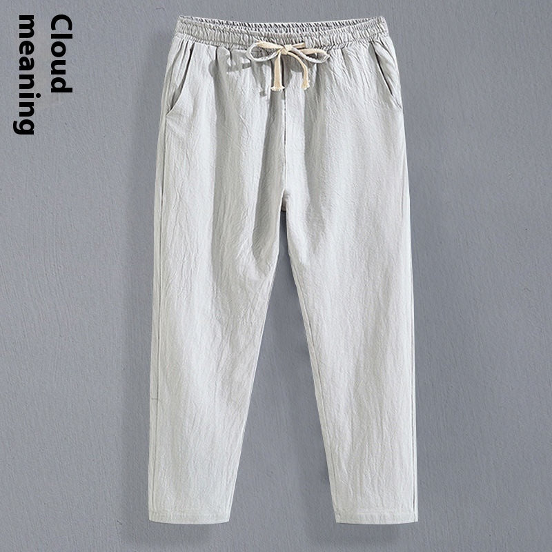 Men's Loose Plus Size Sports Straight Pants Linen Pants Men's Casual Pants