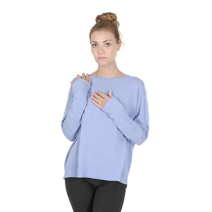 Crown of Edinburgh Cashmere - Crown of Edinburgh Cashmere Womens Oversize Boat Neck Sweater COE 008 SKY BLUE