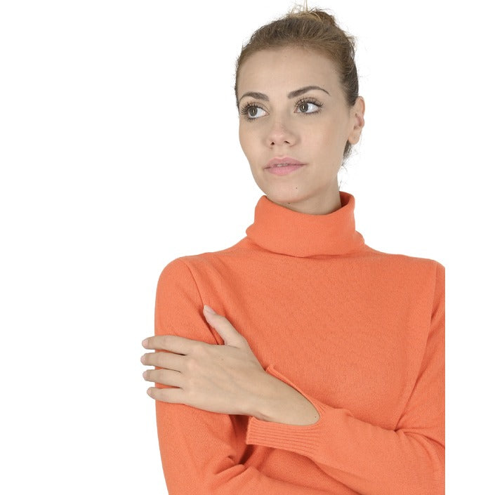 Crown of Edinburgh Cashmere - Crown of Edinburgh Cashmere Womens Turtleneck Sweater COE 0023 ORANGE