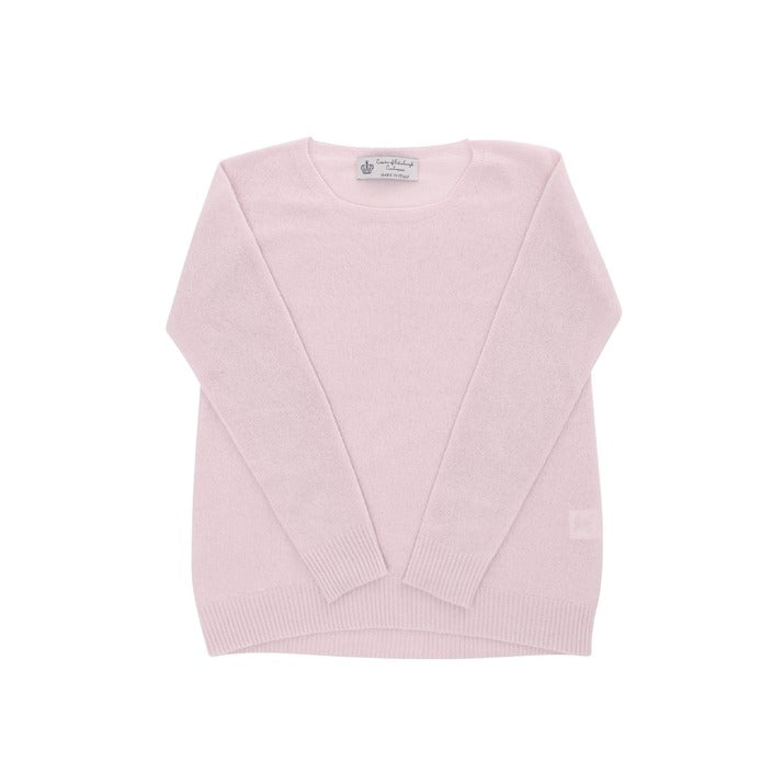 Crown of Edinburgh Cashmere - Crown of Edinburgh Cashmere Womens Square Neck Sweater COE 006 DUSTY PINK