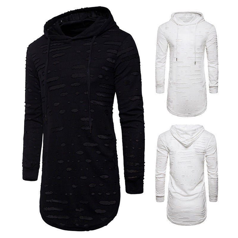 Versatile Mid-length Hooded Sports Long-sleeved T-shirt