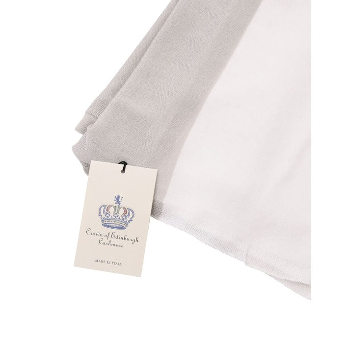 Crown of Edinburgh Cashmere - Crown of Edinburgh Cashmere Womens Scarf COE 0051 IVORY TAUPE