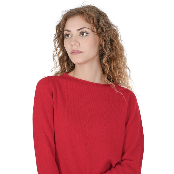 Crown of Edinburgh Cashmere - Crown of Edinburgh Cashmere Womens Boat Neck Sweater COE 0025 RED