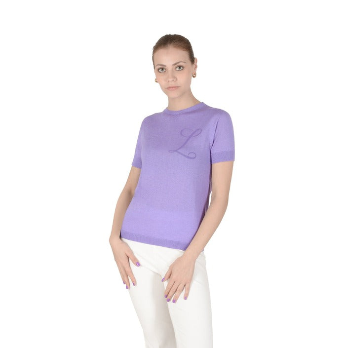 Crown of Edinburgh Cashmere - Crown of Edinburgh Cashmere Short Sleeve ART 003 LILAC LETTER L