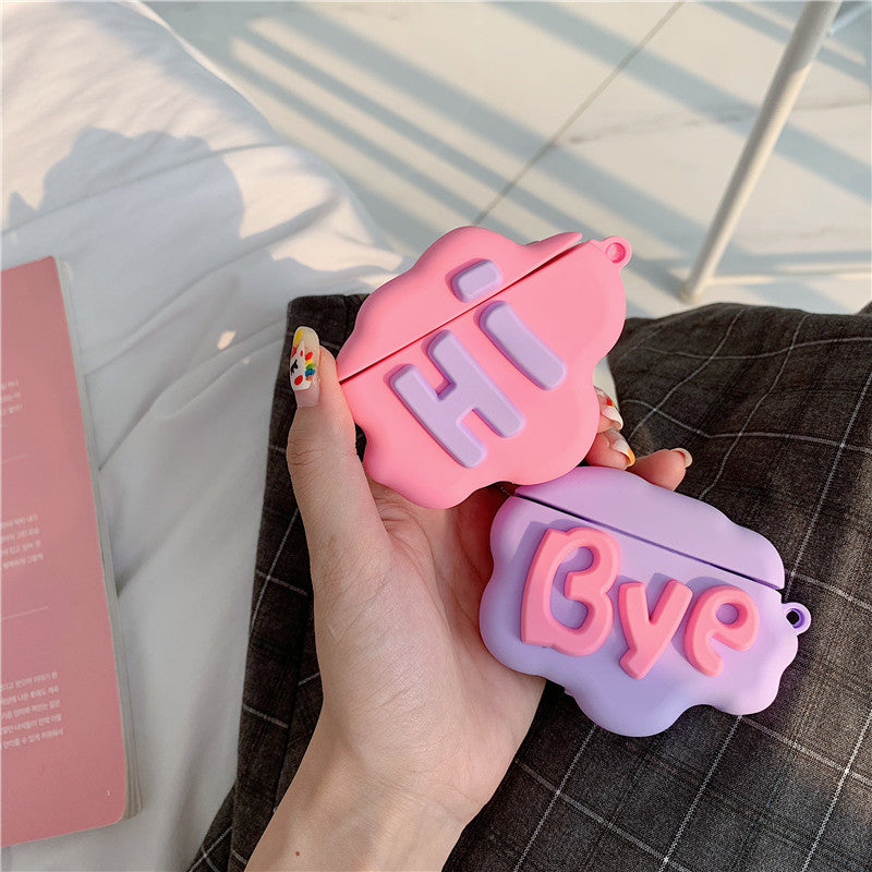 AirPod 2 Case 3D HI BYE Cloud Letter Cartoon Soft Silicone Wireless Earphone Cases For Apple Airpods Case Cute Cover