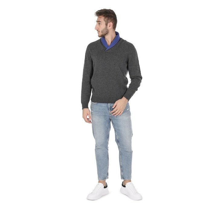 Crown of Edinburgh Cashmere - Crown of Edinburgh Cashmere Mens Shawl Collar Sweater COE 0011 NAVY