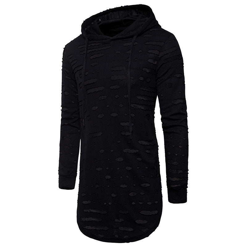 Versatile Mid-length Hooded Sports Long-sleeved T-shirt