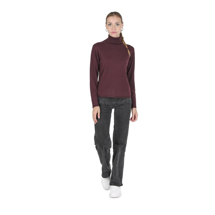 Crown of Edinburgh Cashmere - Crown of Edinburgh Cashmere Womens Turtleneck Sweater COE 0020 BURGUNDY