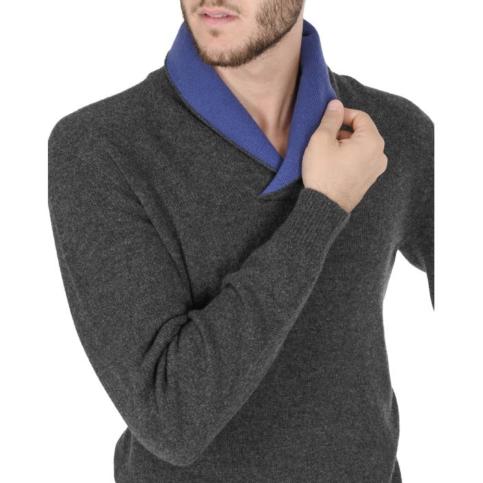 Crown of Edinburgh Cashmere - Crown of Edinburgh Cashmere Mens Shawl Collar Sweater COE 0011 NAVY