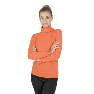 Crown of Edinburgh Cashmere - Crown of Edinburgh Cashmere Womens Turtleneck Sweater COE 0023 ORANGE