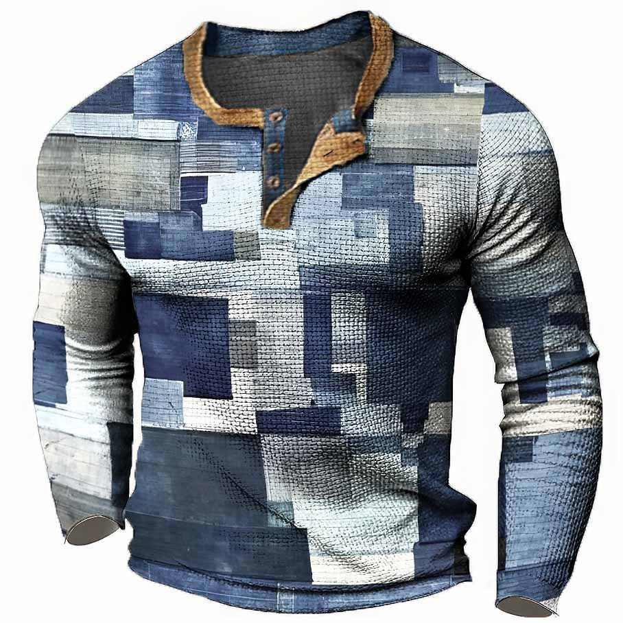 Men's Sweater 3d Head Print Three-button