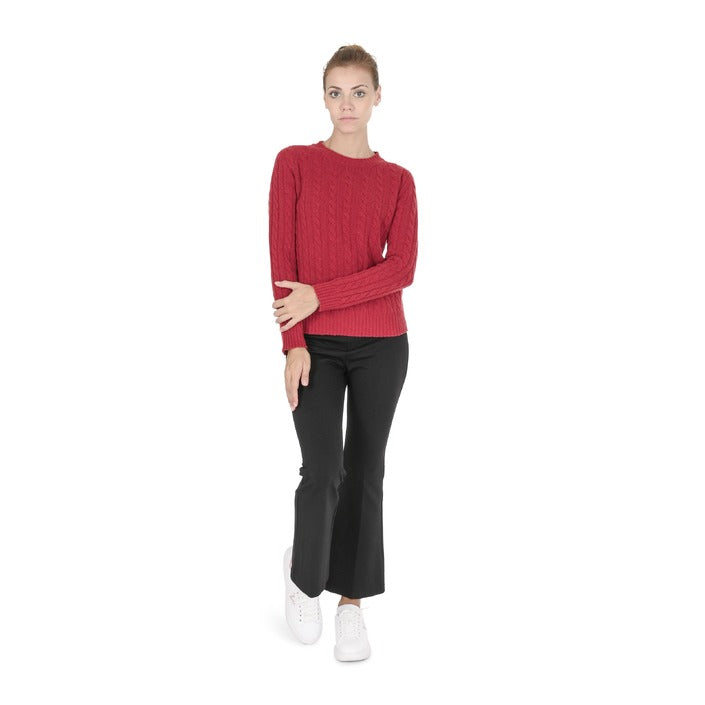 Crown of Edinburgh Cashmere - Crown of Edinburgh Cashmere Womens Round Neck Sweater COE 0033 RED