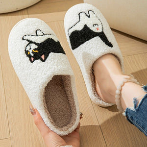 Cartoon Cotton Slippers For Women Men Indoor Outdoor Slippers For Household Autumn And Winter Couples Shoes Fuzzy Warm Soft Slippers