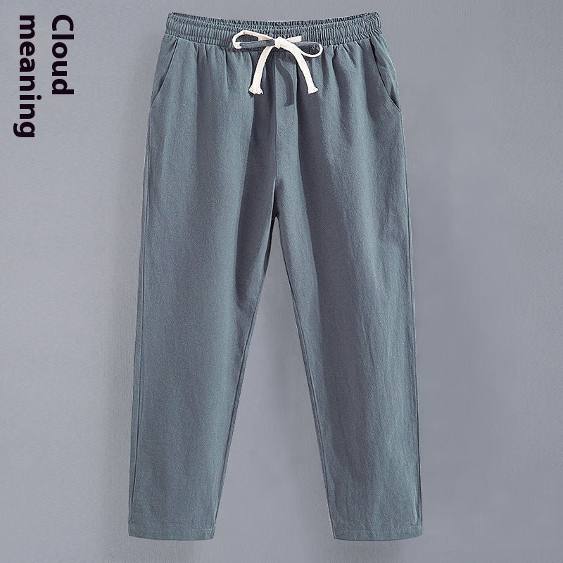 Men's Loose Plus Size Sports Straight Pants Linen Pants Men's Casual Pants