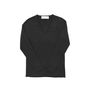 Crown of Edinburgh Cashmere - Crown of Edinburgh Cashmere Womens V Neck Sweater COE 0022 BLACK