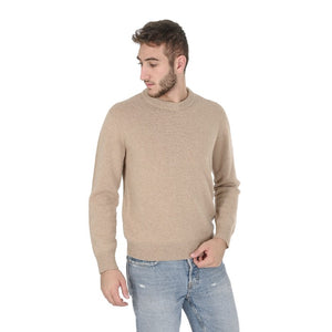 Crown of Edinburgh Cashmere - Crown of Edinburgh Cashmere Mens Round Neck Sweater COE 009 BEIGE