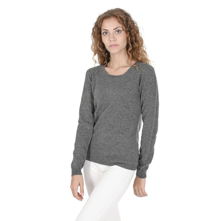 Crown of Edinburgh Cashmere - Crown of Edinburgh Cashmere Womens Square Neck Sweater COE 0024 SMOG