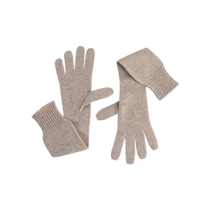 Crown of Edinburgh Cashmere - Crown of Edinburgh Cashmere Womens Long Gloves COE 002 DARK BEIGE