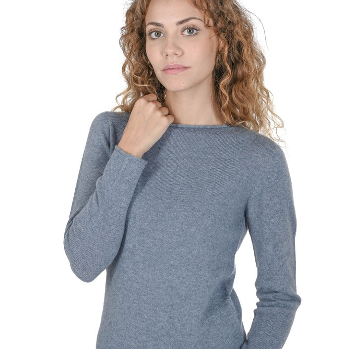 Crown of Edinburgh Cashmere - Crown of Edinburgh Cashmere Womens Boat Neck Sweater COE 0025 LIGHT BLUE