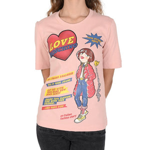 Love Moschino - Love Moschino Womens T-Shirt W 4 F15 3D M 3876 M12 POWDER PINK